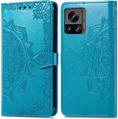 iMoshion Hoesje Geschikt voor Motorola Edge 30 Ultra Hoesje Met Pasjeshouder - iMoshion Mandala Bookcase - Turquoise