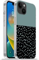 Geschikt voorApple Iphone 14 Plus - Soft case hoesje - Stippen - Groen - Zwart - Siliconen Telefoonhoesje