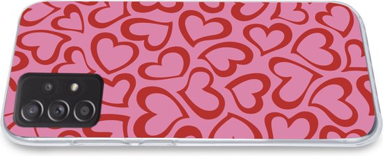 Coque Samsung Galaxy A33 5G - Une illustration de fond d'écran avec des coeurs rouges - Coque de téléphone en Siliconen