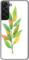 Geschikt voor Samsung Galaxy S22 hoesje - Waterverf - Bladeren - Planten - Siliconen Telefoonhoesje