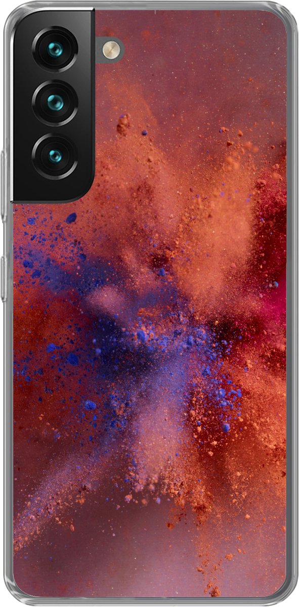 Telefoonhoesje Geschikt voor Samsung Galaxy S22 Plus hoesje - Poeder - Rood - Oranje - Abstract - Siliconen Telefoonhoesje Telefoonhoesje