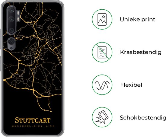 Coque Xiaomi Mi Note 10 - Stuttgart - Carte - Or - Coque de téléphone en Siliconen