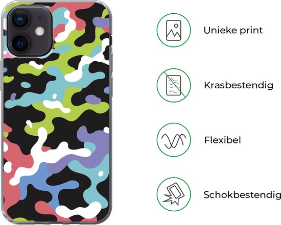 Coque iPhone 12 - Motif camouflage coloré - Coque de téléphone en Siliconen
