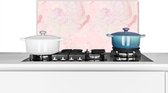 Spatscherm keuken 60x30 cm - Kookplaat achterwand Marmer - Roze - Glitter - Goud - Patronen - Muurbeschermer - Spatwand fornuis - Hoogwaardig aluminium