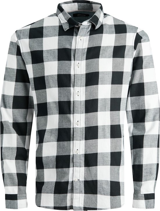 Jack & Jones - Heren Overhemden JJegingham Twill Slim Shirt L/S - Wit - Maat S