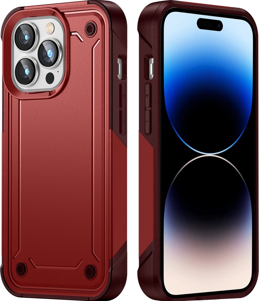 Mobigear Hoesje geschikt voor Apple iPhone 14 Pro Telefoonhoesje Hardcase | Mobigear Slim Armor Backcover Shockproof | Schokbestendig iPhone 14 Pro Telefoonhoesje | Anti Shock Proof - Rood