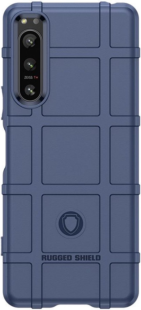 MobyDefend Hoesje - Geschikt voor Sony Xperia 5 IV - Rugged Shield TPU Backcover - Blauw
