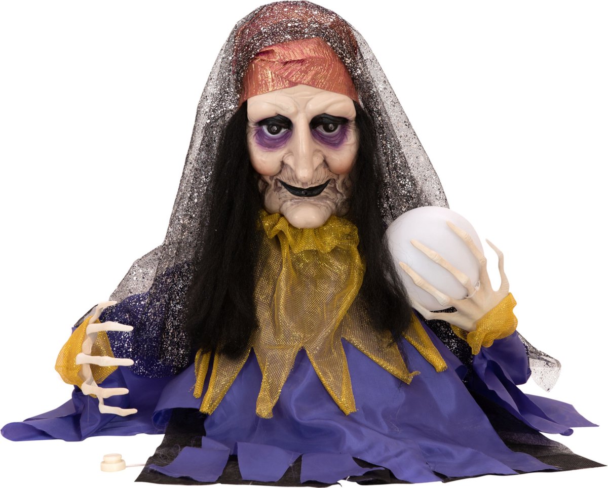 Europalms Halloween Figur Wahrsagerin, animiert 50cm - Halloweendecoratie