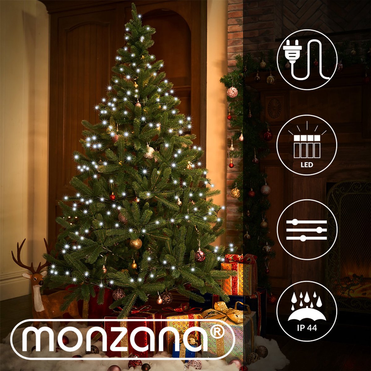 Monzana® Arbre Lumineux LED 220 cm Décoration Lumineuse de Noël 220 LED  Blanc Chaud intérieur extérieur IP44