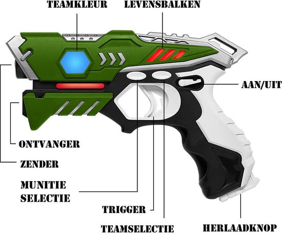 KidsTag Lasergame set avec 4 pistolets laser rouge/vert