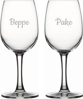 Gegraveerde witte wijnglas 26cl Pake & Beppe
