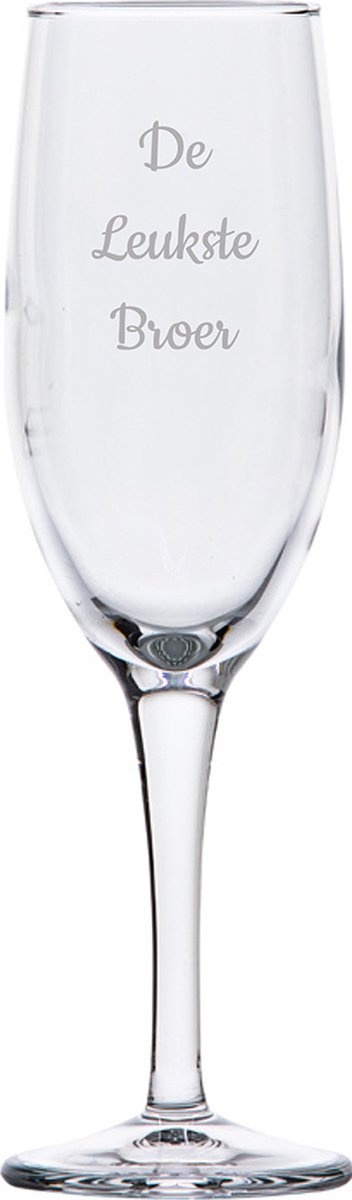 Gegraveerde Champagneglas 16,5cl De Leukste Broer