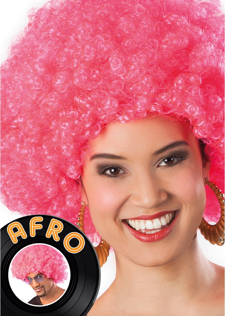 Boland - Pruik Groove roze Roze - Afro - Kort - Unisex - Danser/danseres - 70's, 80's & 90's - Disco — afbeelding 9