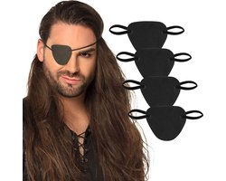 Boland - Set 4 ooglapjes Piraat Zwart - Kinderen en volwassenen - Unisex - Piraat - Piraten