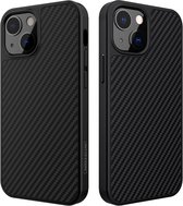 Hoesje Geschikt voor iPhone 12 Pro Max Hoesje Carbon Fiber Patroon - Backcover luxe case – Zwart