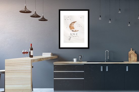 Poster in lijst voor kinderen - Wanddecoratie kinderkamer - Poster kids - Quotes - Spreuken - Kinderen - Love you - Jongetjes - Meisjes - Kids - 60x80 cm
