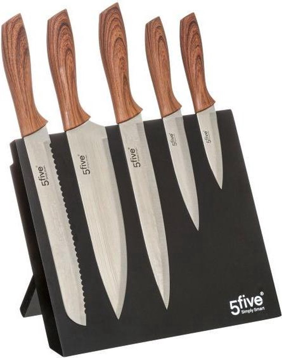 5five Messenset met magnetische standaard - 6 stuks, roestvrij staal