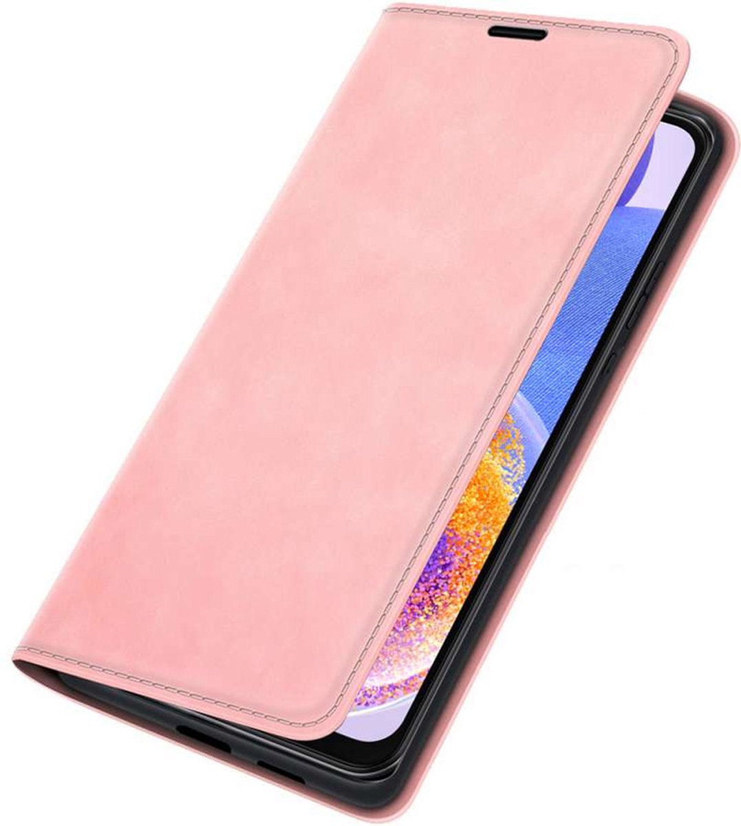 Samsung Galaxy A23 Bookcase hoesje - Just in Case - Effen Roze - Kunstleer