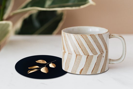 Sous-verres à verres - Ronds - Feuilles - Branche - Or - Luxe - 10x10 cm - Sous-verres en verre - 6 pièces