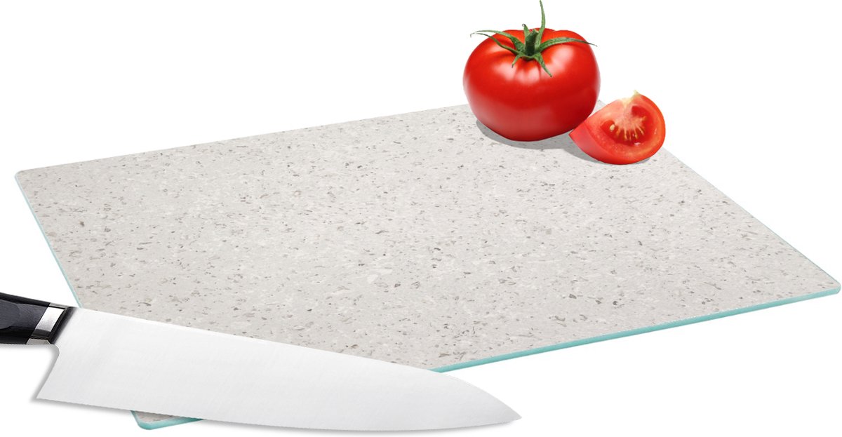 Glazen Snijplank - 28x20 - Graniet - Grijs - Patroon - Design - Wit - Snijplanken Glas