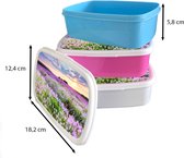 Boîte à pain Wit - Boîte à lunch - Boîte à pain - Lavande - Fleurs - Coucher de soleil - Violet - Prairie - 18x12x6 cm - Adultes