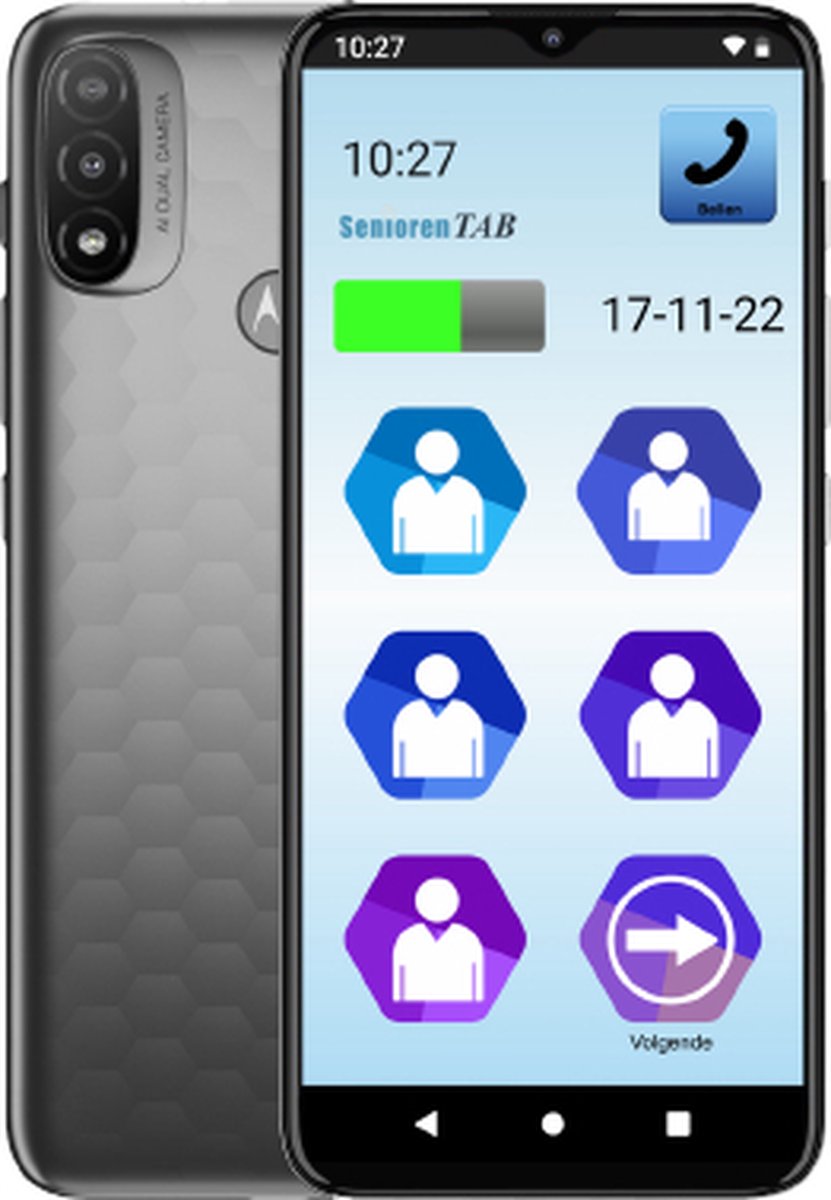SeniorenTAB Easy Smartphone - Bellen en Videobellen via foto's - 64GB - 4G - Simlock vrij - mantelzorg - ouderen - senioren mobiel