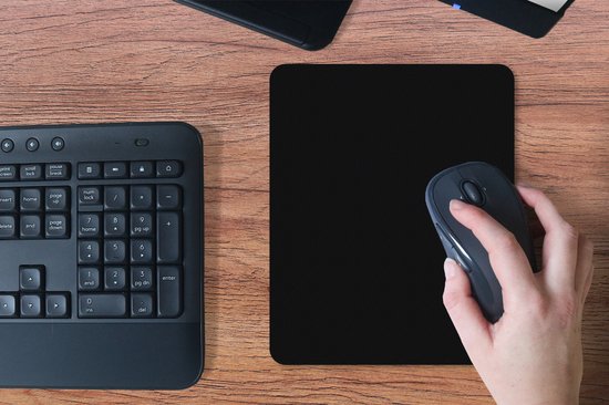 Muismat - Bureaumat onderlegger - Zwart - Effen kleur - Interieur - Kleuren - 19x23 cm - Muismat zwart - Mousepad - Bureau mat