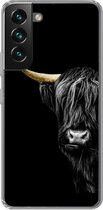 Geschikt voor Samsung Galaxy S22 Plus hoesje - Schotse hooglander - Koeien - Goud - Siliconen Telefoonhoesje