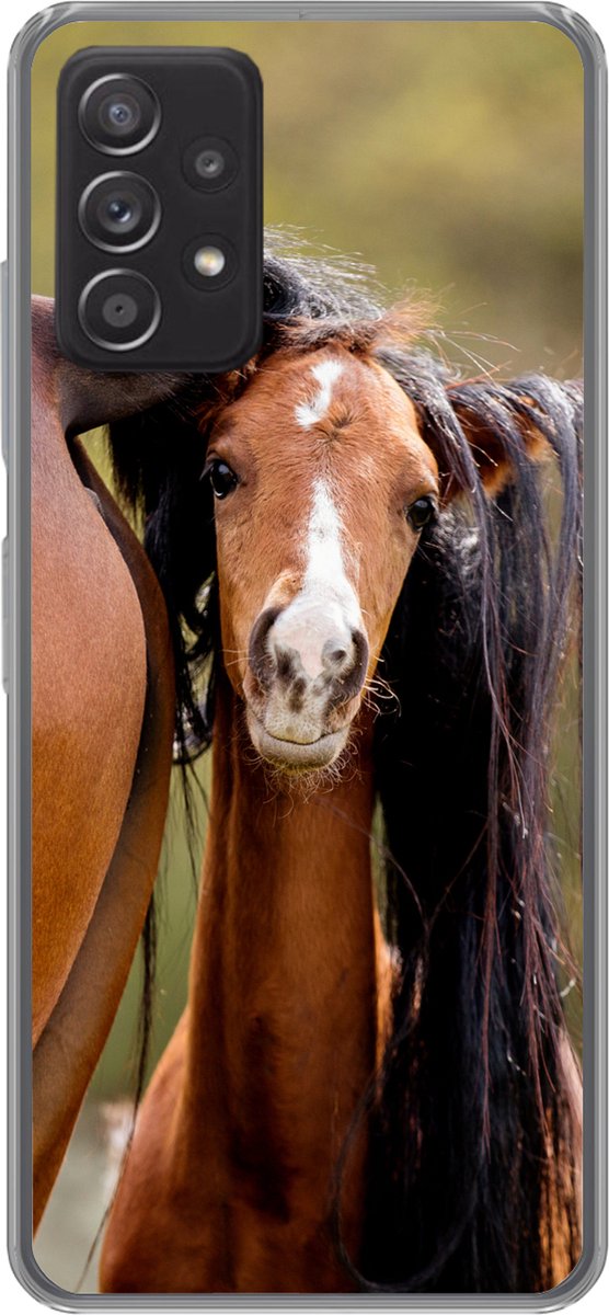 Telefoonhoesje Geschikt voor Samsung Galaxy A53 5G hoesje - Paarden - Natuur - Bruin - Siliconen Telefoonhoesje Telefoonhoesje