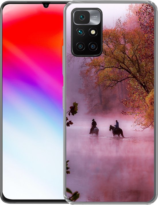 Coque Xiaomi Redmi 10 - Paarden - Brouillard - Forêt - Coque de téléphone en Siliconen