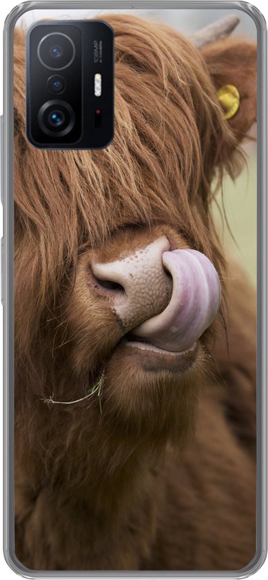 Telefoonhoesje Geschikt voor Xiaomi 11T Pro hoesje - Schotse Hooglander - Bruin - Dieren - Siliconen Telefoonhoesje Telefoonhoesje