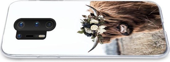 OnePlus 8 Pro - Highlander écossais - Fleurs - Animaux - Coque de téléphone en Siliconen