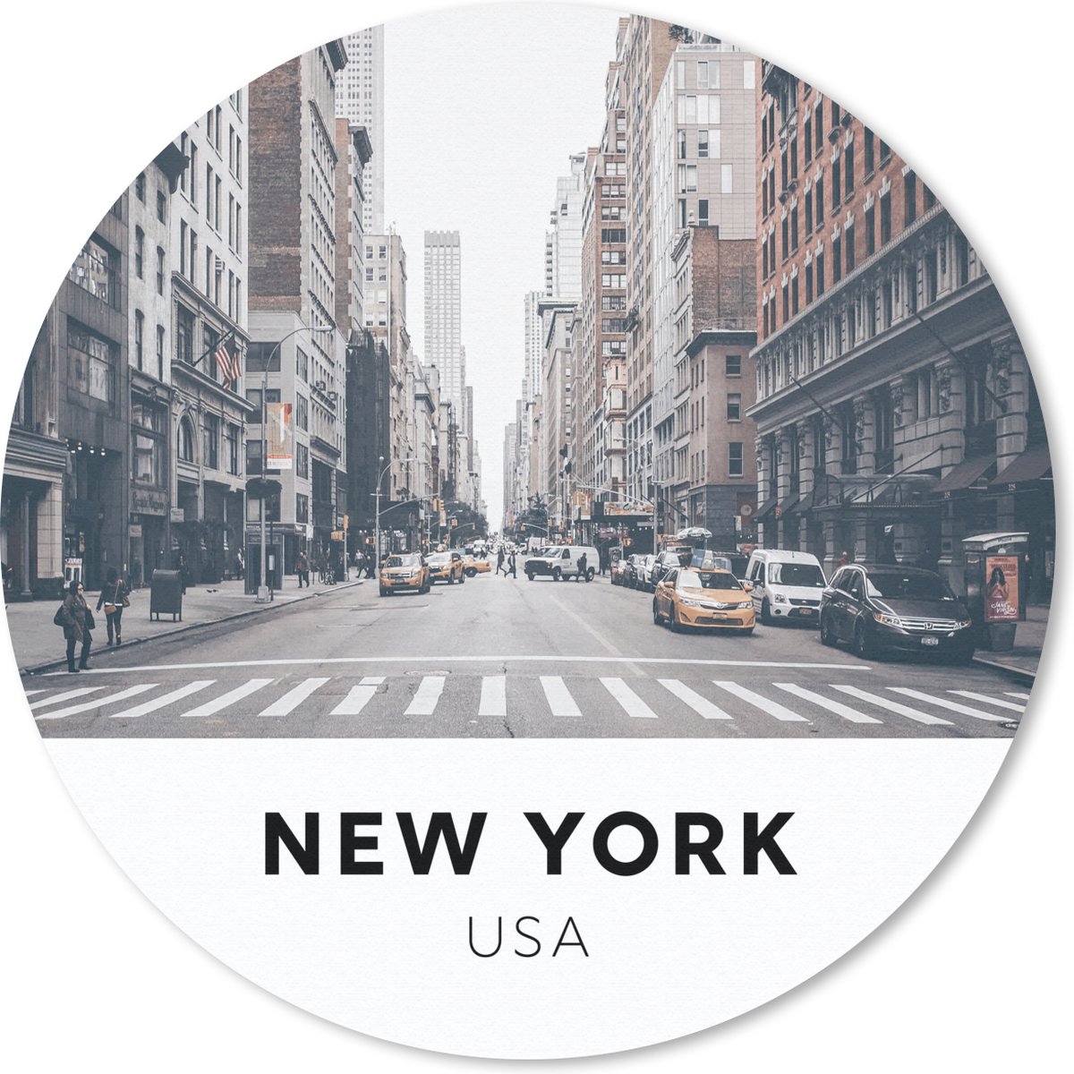 Muismat rond 40x40 cm - Mousepad New York - Amerika - Auto - Ronde muismatten
