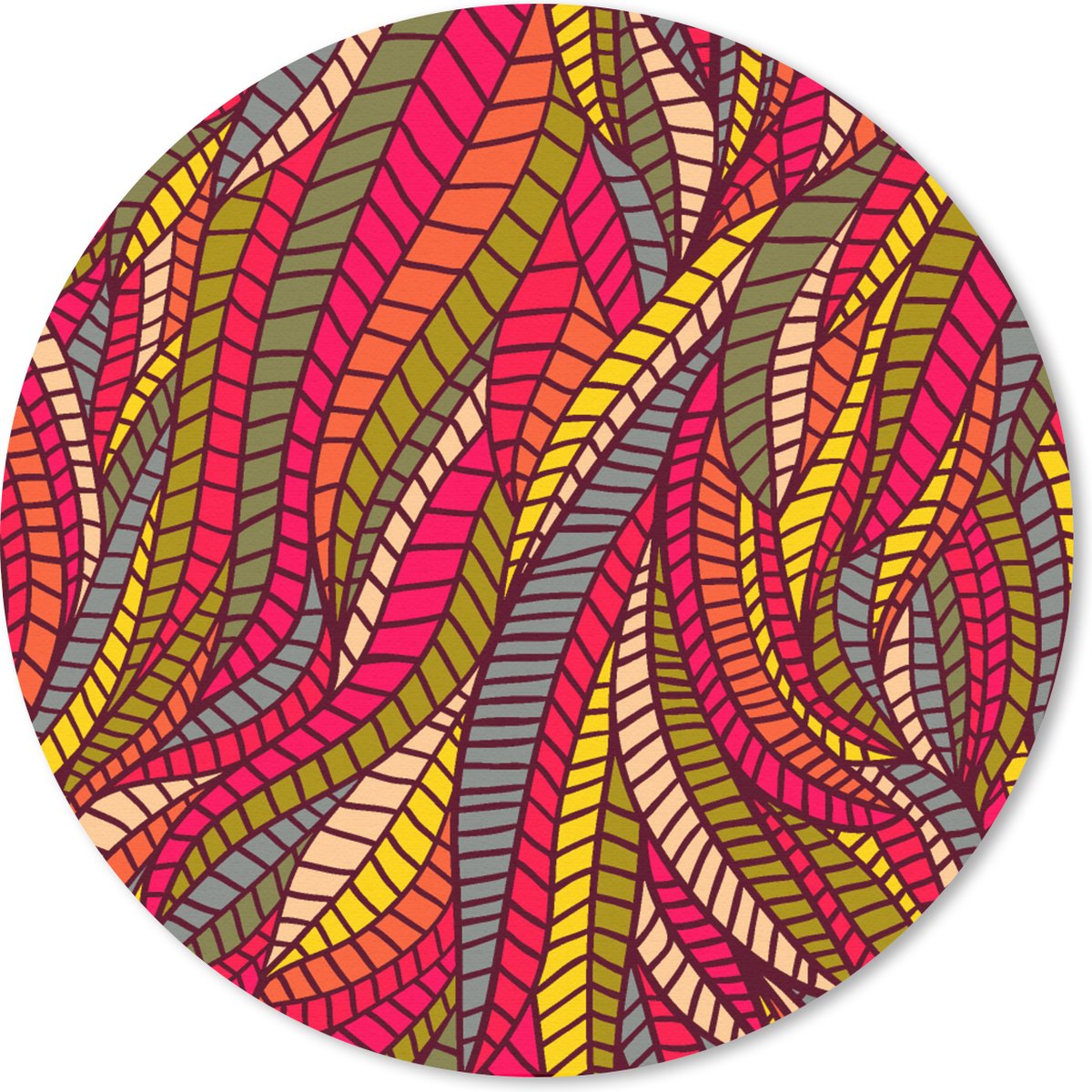 Muismat rond 20x20 cm - Mousepad Bladeren - Natuur - Patronen - Ronde muismatten