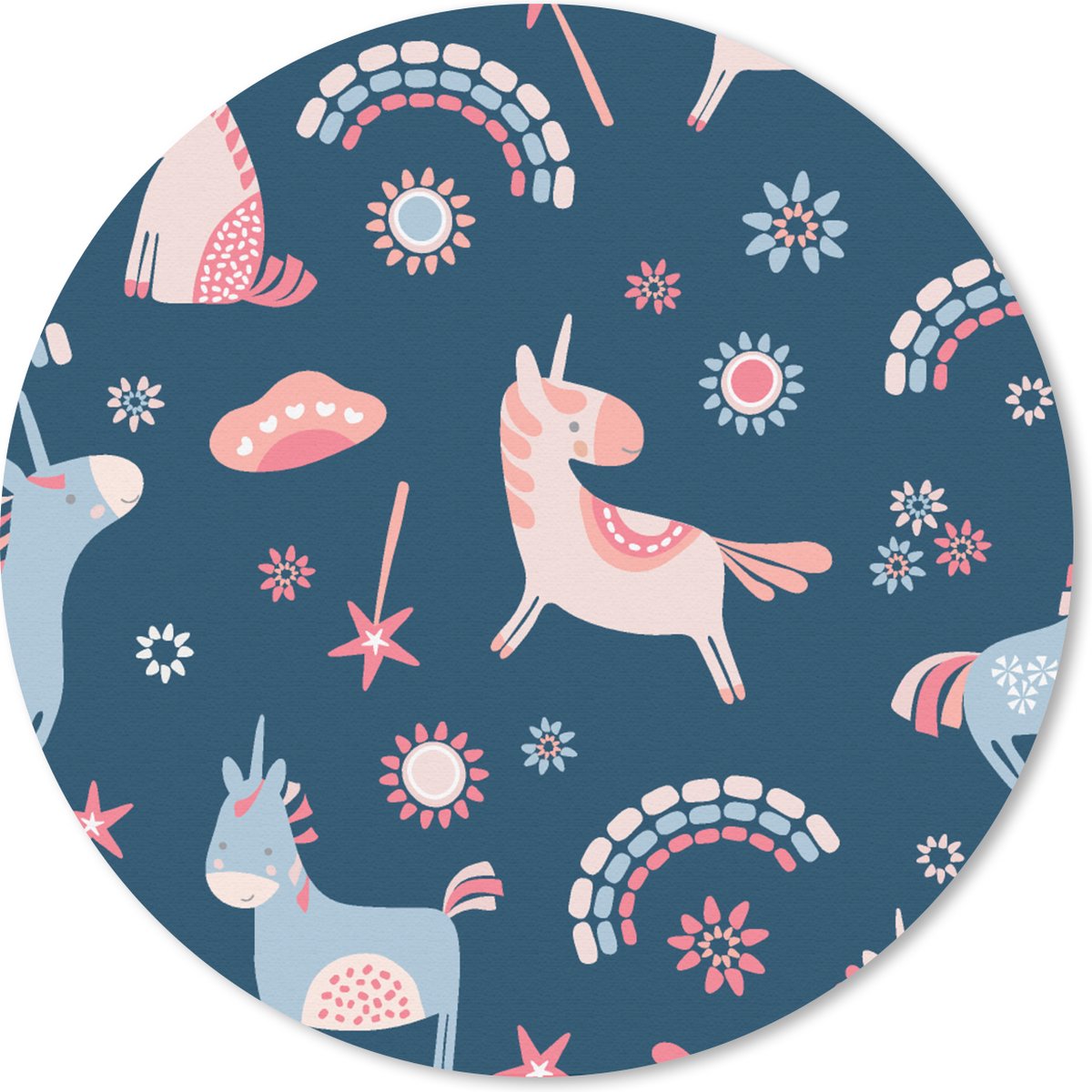 Muismat rond 30x30 cm - Mousepad Unicorn - Regenboog - Patronen - Ronde muismatten