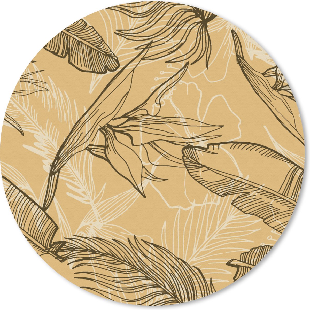 Muismat rond 40x40 cm - Mousepad Bladeren - Zomer - Tropisch - Hawaii - Ronde muismatten