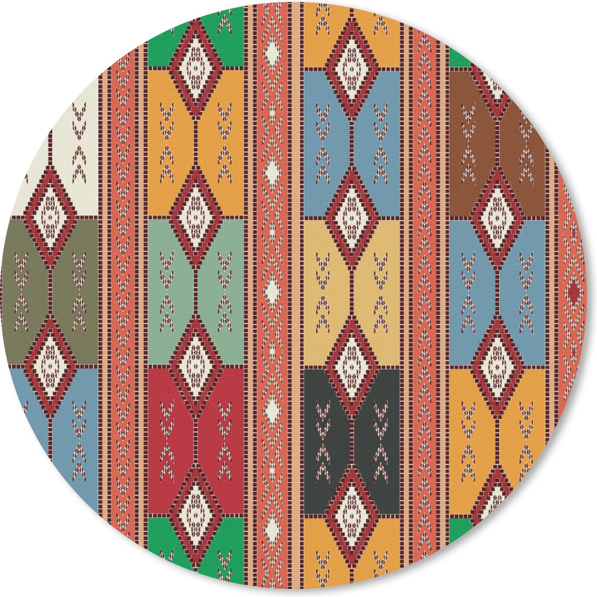 Muismat rond 30x30 cm - Mousepad Geometrie- Patronen - Zuid-Amerika - Ronde muismatten