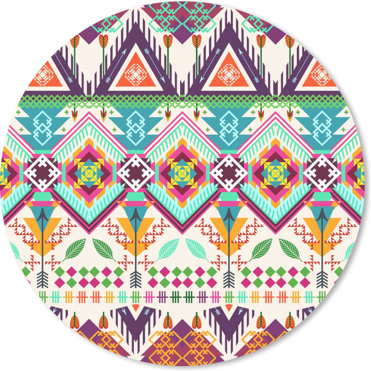 Muismat rond 40x40 cm - Mousepad Azteken - Zuid-Amerika - Patronen - Ronde muismatten