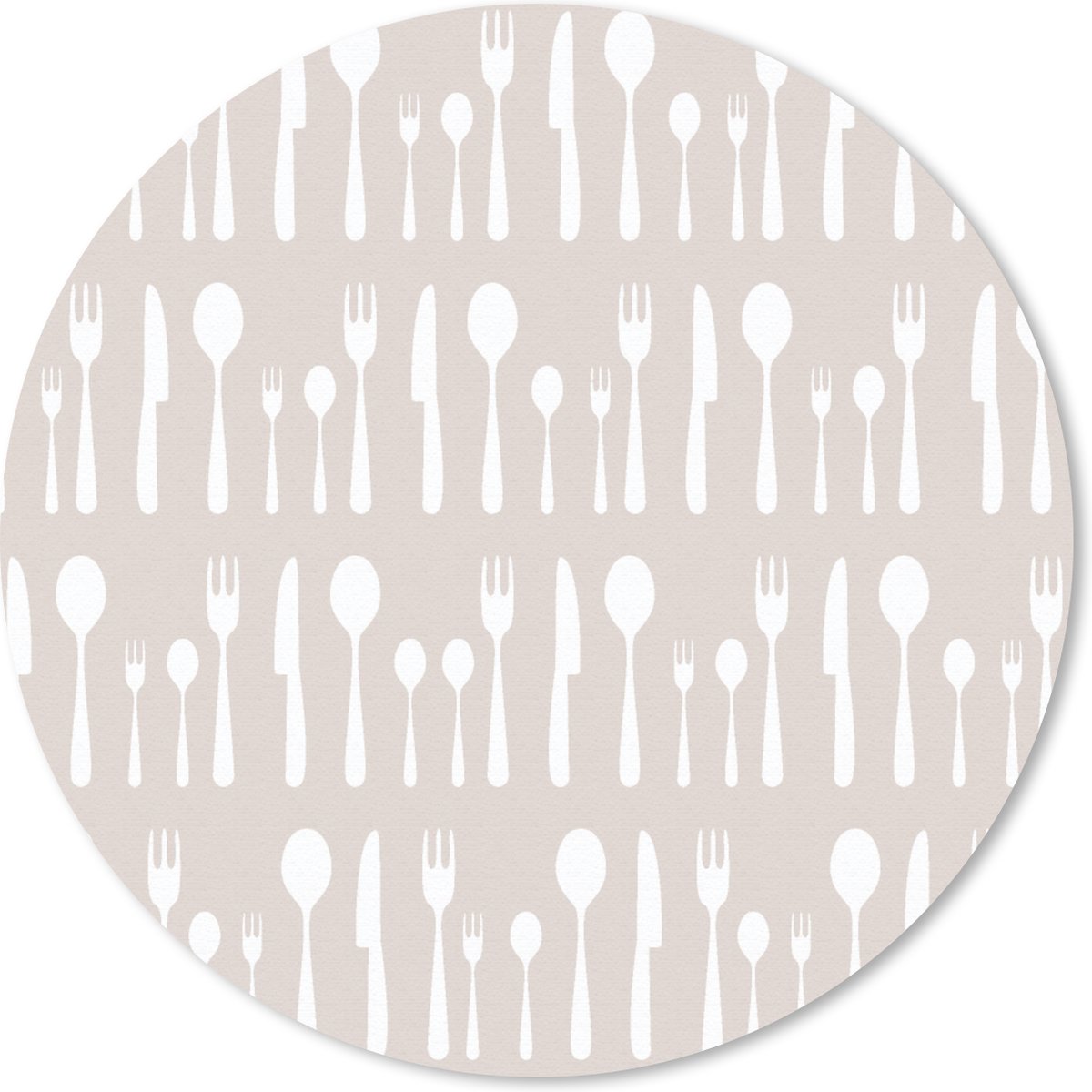 Muismat rond 20x20 cm - Mousepad Bestek - Patroon - Keuken - Ronde muismatten