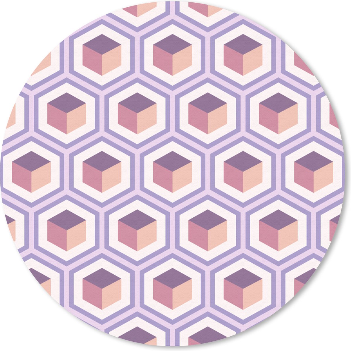 Muismat rond 30x30 cm - Mousepad Cube - Kubus - Patronen - Ronde muismatten