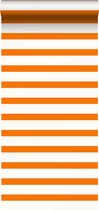 Papier peint ESTAhome rayures orange et blanc - 115872 - 53 cm x 10,05 m