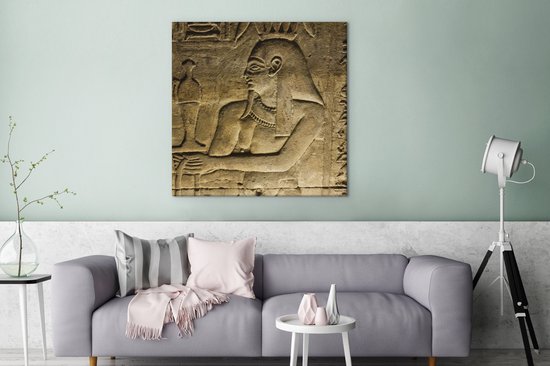 Canvas schilderij 90x90 cm - Wanddecoratie Kunstwerk van de Tempel van Horus - Muurdecoratie woonkamer - Slaapkamer decoratie - Kamer accessoires - Schilderijen op canvas