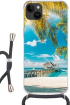Geschikt voorApple Iphone 14 Plus - Crossbody Case - Tropisch - Strand - Palmboom - Siliconen - Crossbody - Backcover met Koord - Telefoonhoesje met koord - Hoesje met touw
