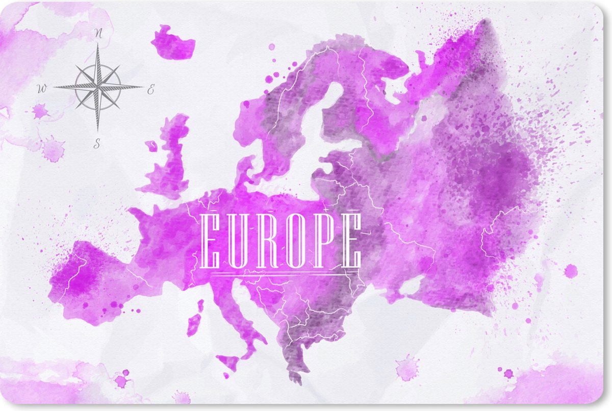 Muismat - Mousepad - Wereldkaart - Europa - Kleuren - 27x18 cm - Muismatten