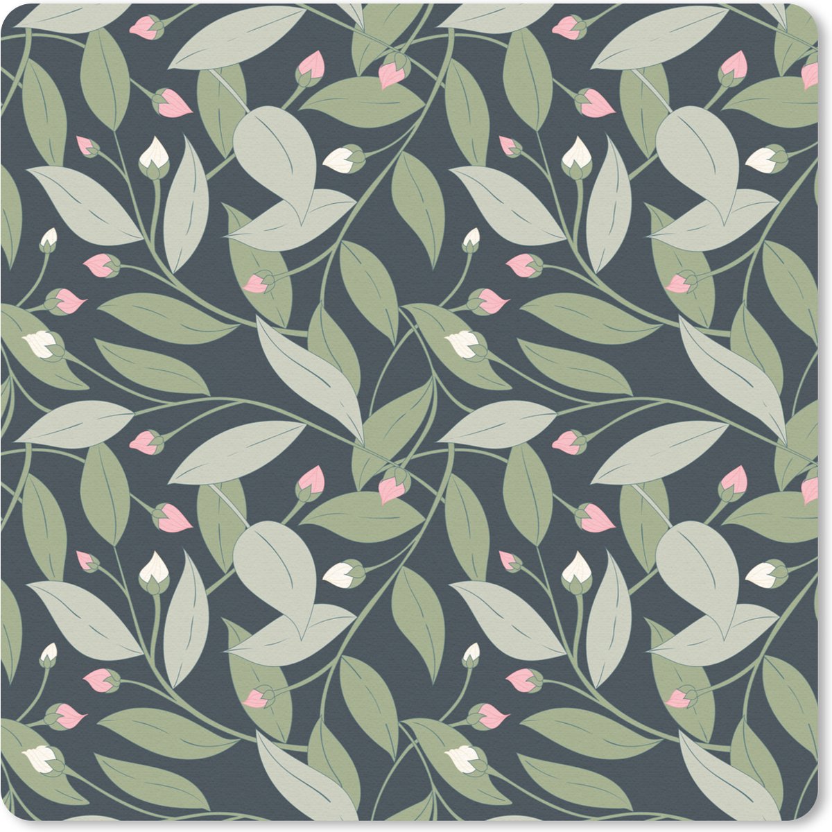 Muismat 20x20 cm - Mousepad Bloemen - Bladeren - Patronen - Muismatten