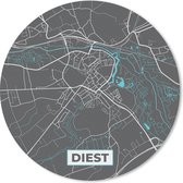 Muismat - Mousepad - Rond - Stadskaart – Grijs - Kaart – Diest – België – Plattegrond - 50x50 cm - Ronde muismat