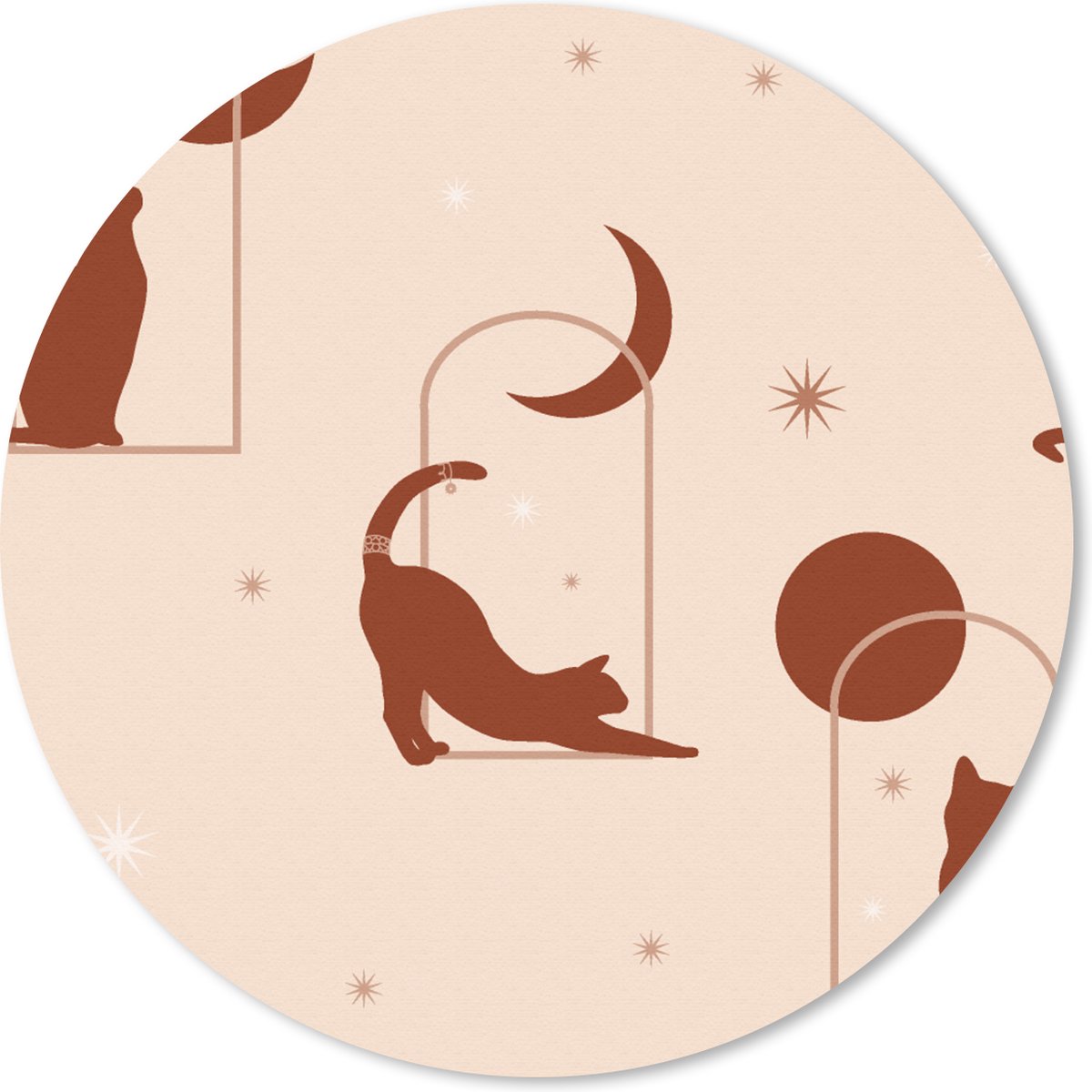 Muismat rond 30x30 cm - Mousepad Kat - Sterren - Patronen - Ronde muismatten