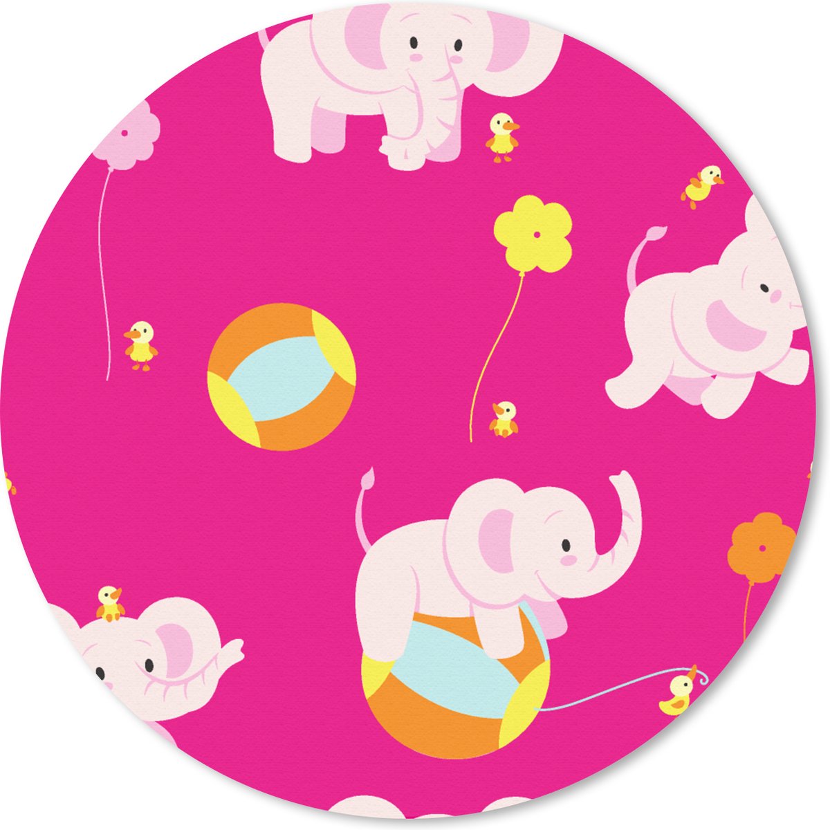 Muismat rond 30x30 cm - Mousepad Olifant - Bloemen - Patronen - Ronde muismatten
