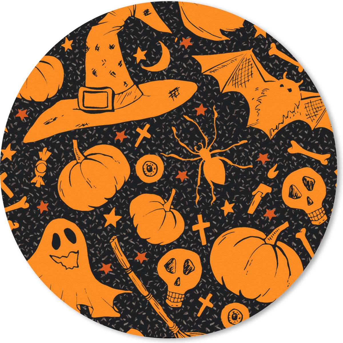 Muismat rond 40x40 cm - Mousepad Halloween - Oranje - Patronen - Ronde muismatten
