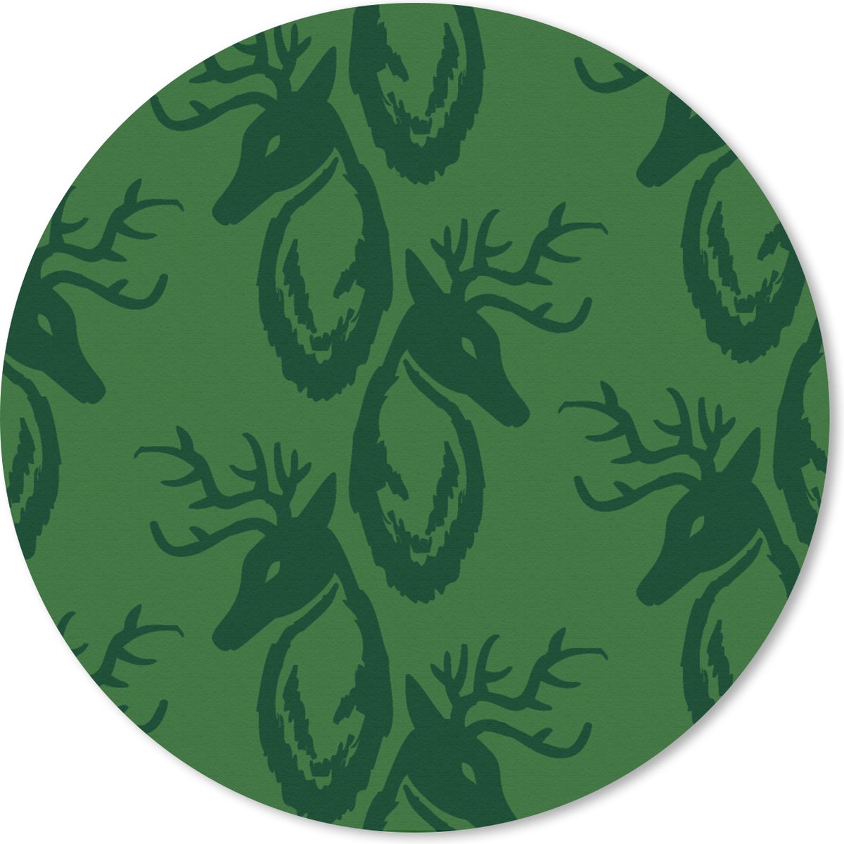 Muismat rond 40x40 cm - Mousepad Patronen - Groen - Hert - Ronde muismatten